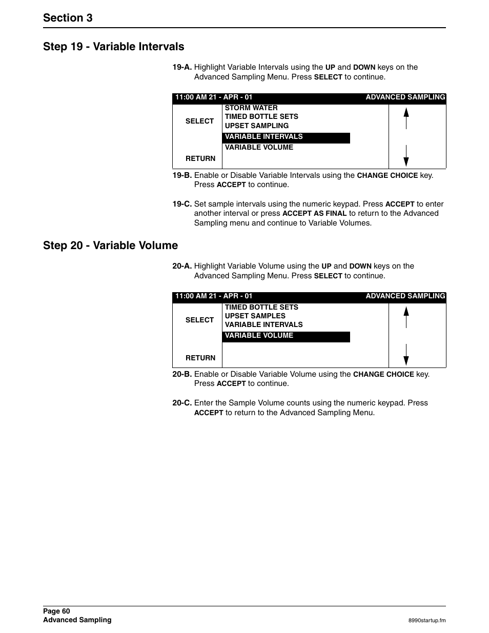 Step 20 - variable volume | Hach 900 MAX User Manual | Page 62 / 160