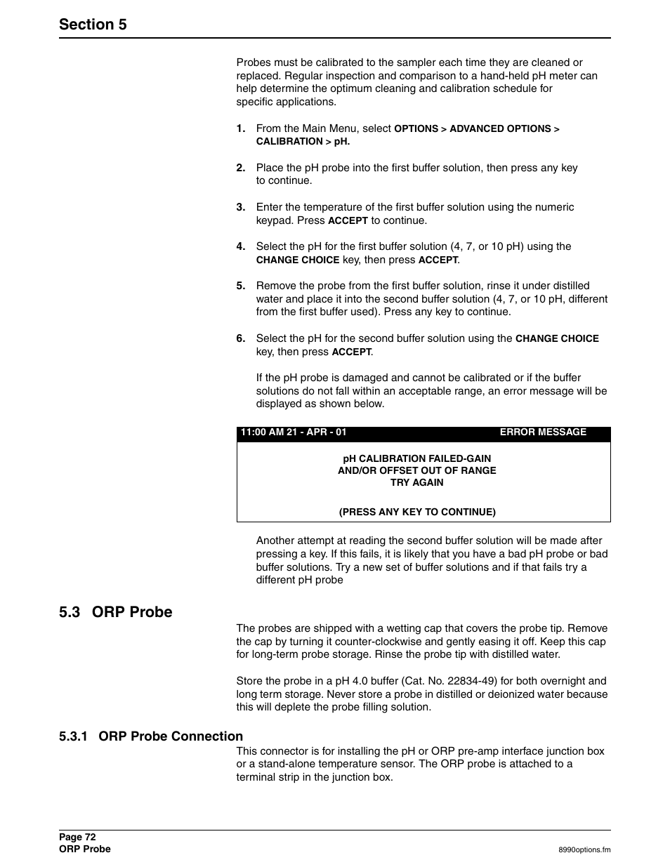 3 orp probe, 1 orp probe connection | Hach 900 MAX User Manual | Page 74 / 160