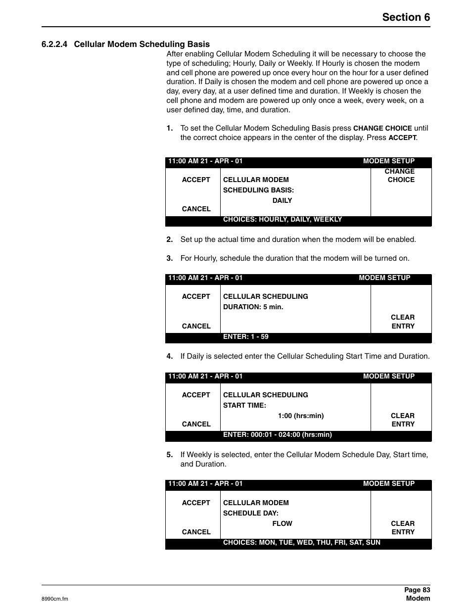 4 cellular modem scheduling basis | Hach 900 MAX User Manual | Page 85 / 160