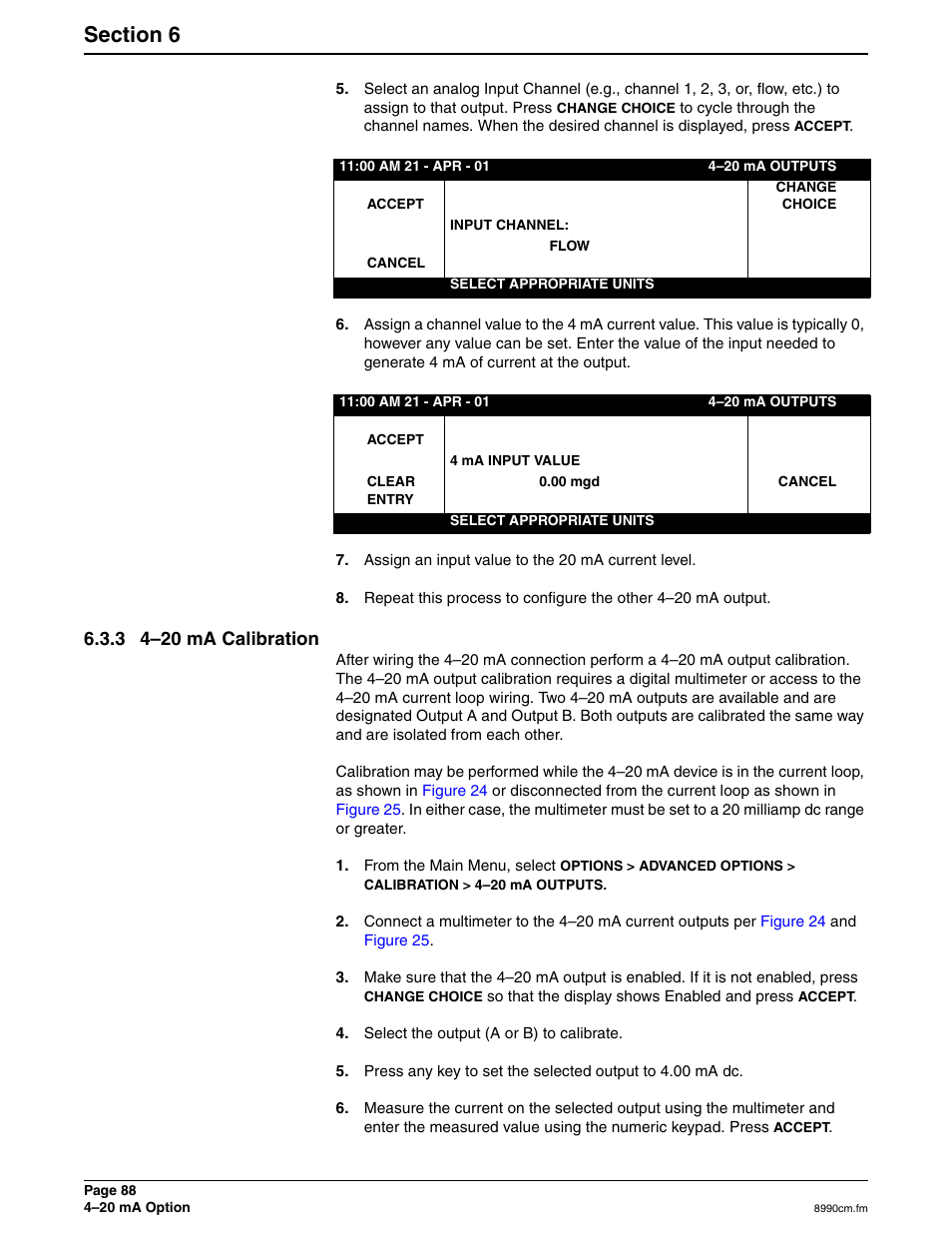 3 4-20 ma calibration, 3 4–20 ma calibration | Hach 900 MAX User Manual | Page 90 / 160