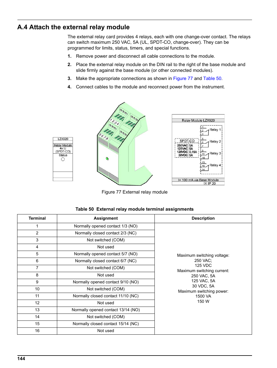 A.4 attach the external relay module | Hach sc1000 User Manual | Page 146 / 150