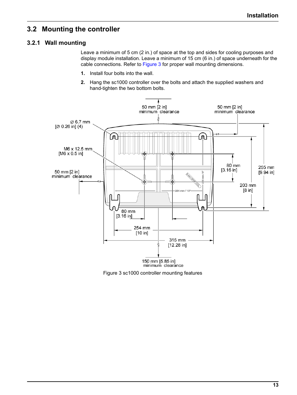 2 mounting the controller, 1 wall mounting | Hach sc1000 User Manual | Page 15 / 150