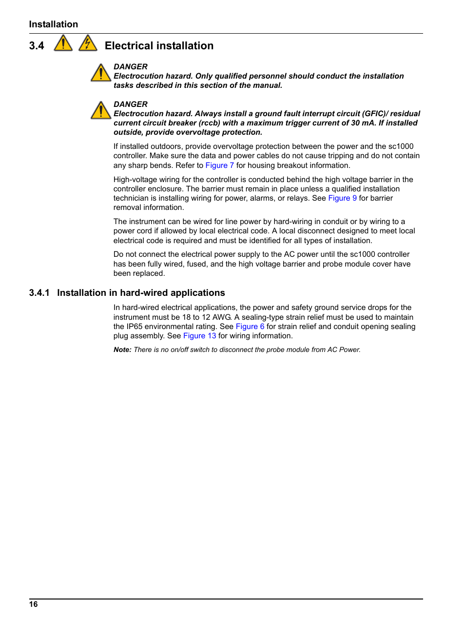 4 electrical installation, 1 installation in hard-wired applications | Hach sc1000 User Manual | Page 18 / 150