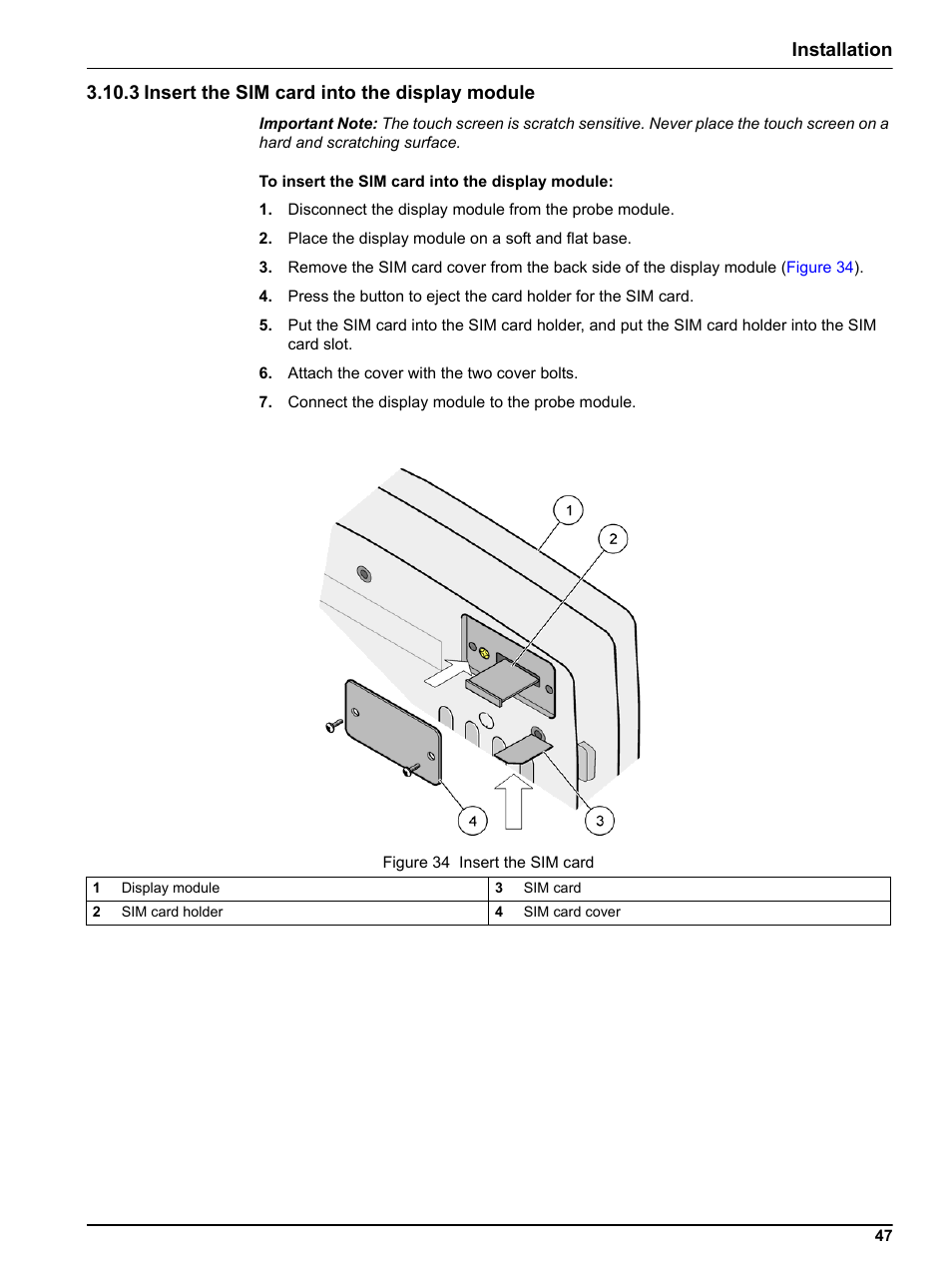 3 insert the sim card into the display module | Hach sc1000 User Manual | Page 49 / 150