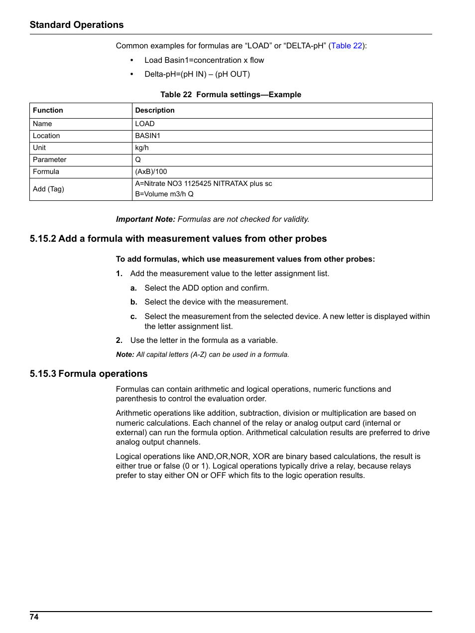 3 formula operations, Standard operations | Hach sc1000 User Manual | Page 76 / 150