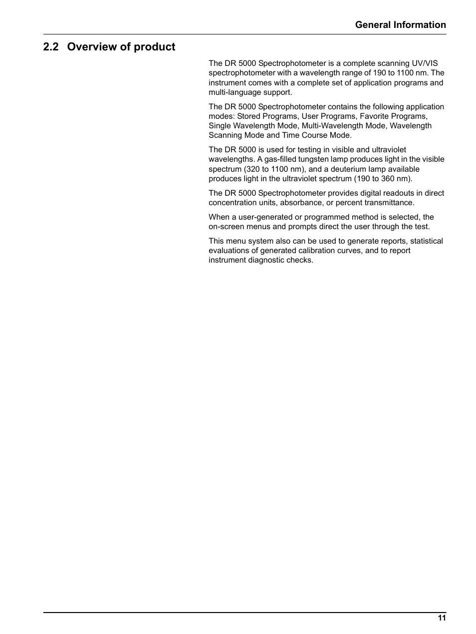 2 overview of product | Hach DR 5000 User Manual | Page 11 / 136