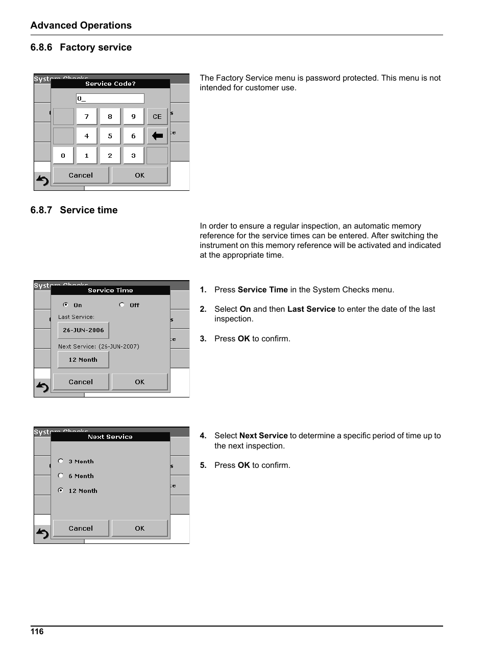 6 factory service, 7 service time, 6 factory service 6.8.7 service time | Hach DR 5000 User Manual | Page 116 / 136