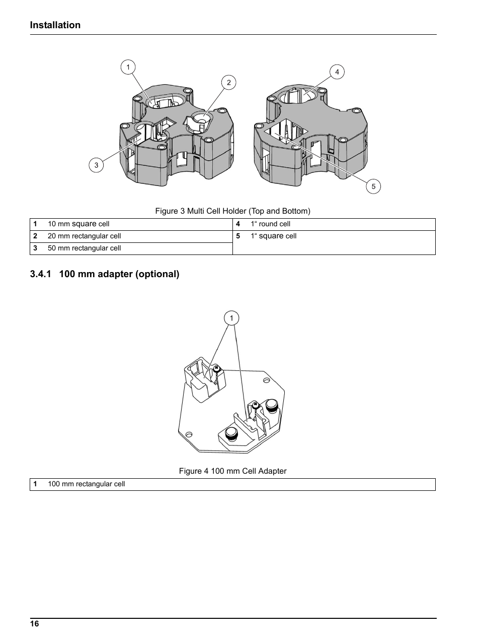 1 100 mm adapter (optional) | Hach DR 5000 User Manual | Page 16 / 136