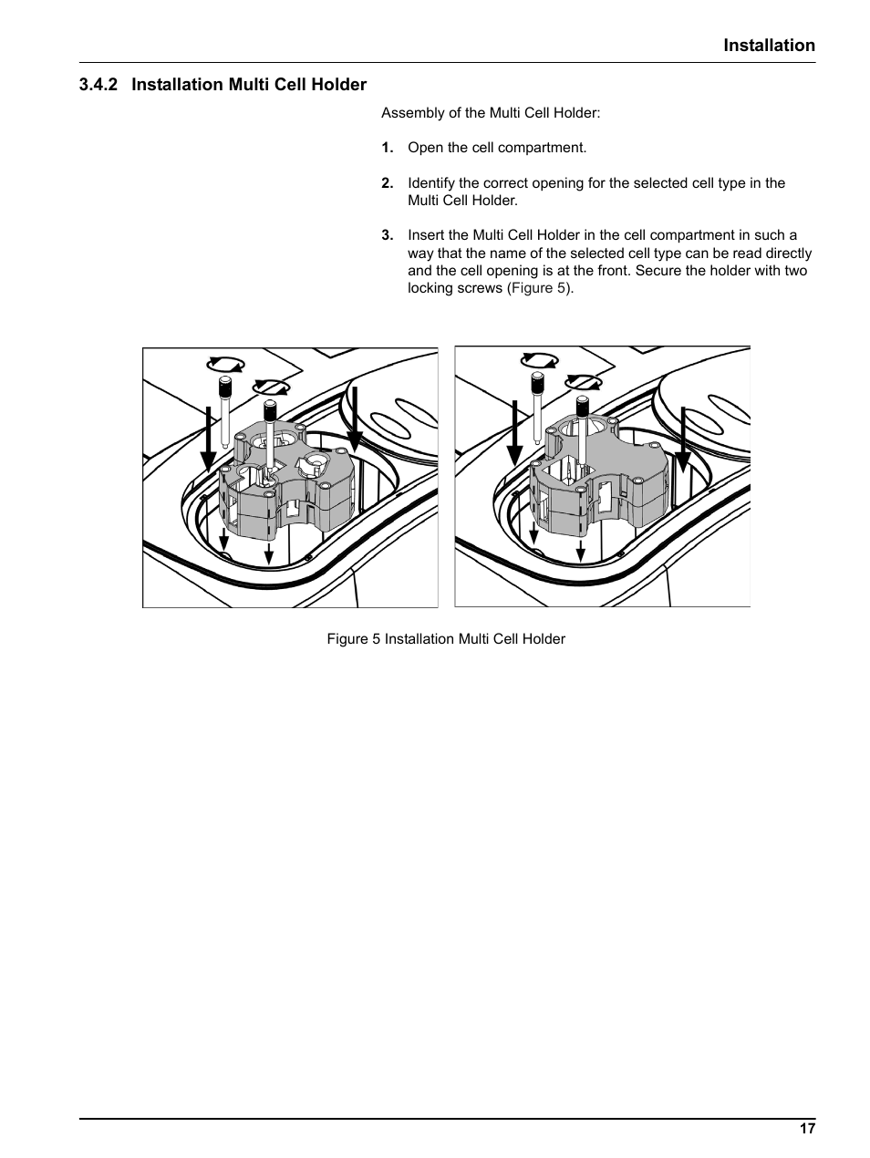 2 installation multi cell holder | Hach DR 5000 User Manual | Page 17 / 136