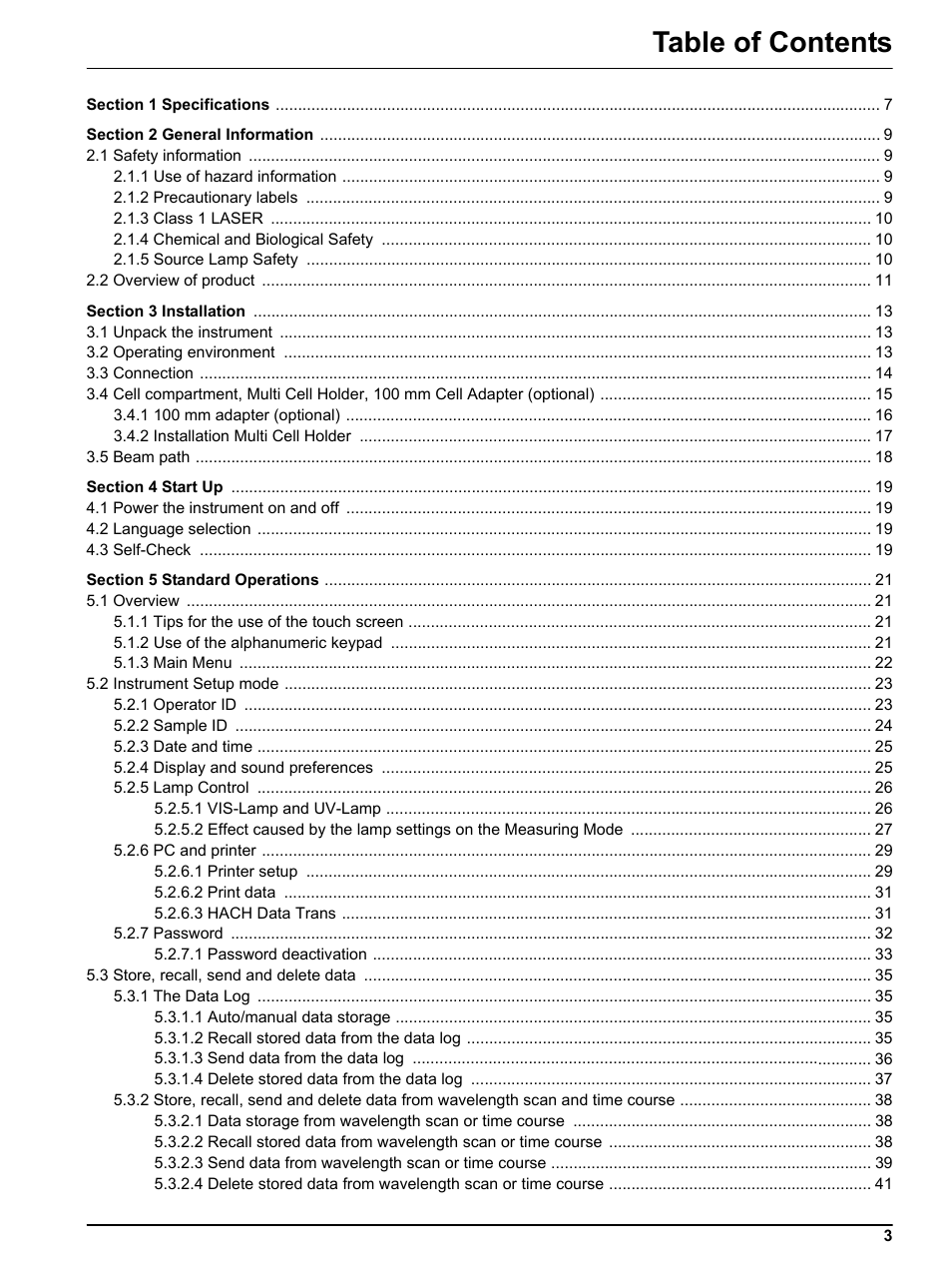 Hach DR 5000 User Manual | Page 3 / 136