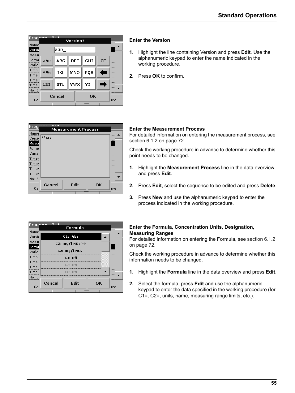 Standard operations | Hach DR 5000 User Manual | Page 55 / 136