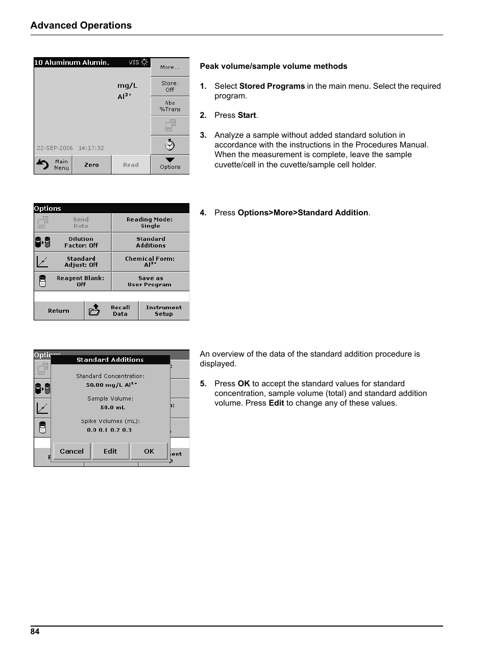 Advanced operations | Hach DR 5000 User Manual | Page 84 / 136