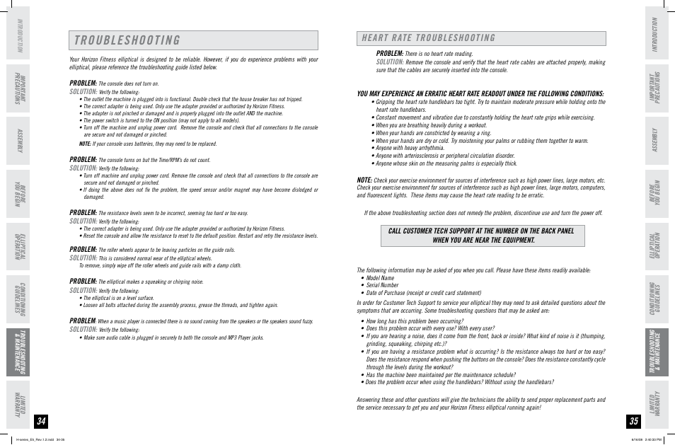 Troubleshooting, Heart rate troubleshooting | Horizon Fitness H-SERIES E5 User Manual | Page 18 / 21