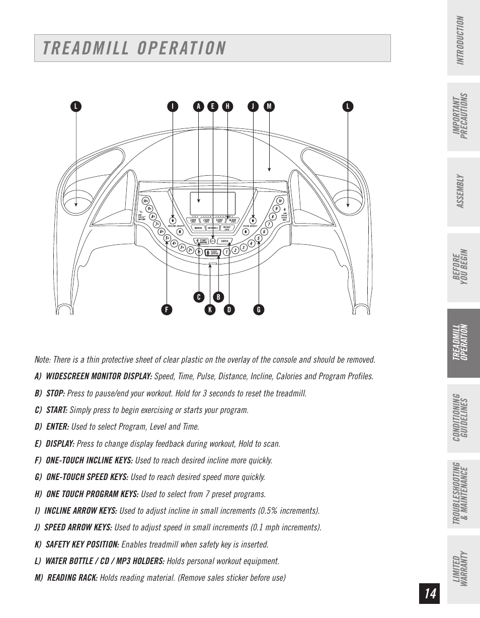 Treadmill operation | Horizon Fitness T10K User Manual | Page 15 / 34