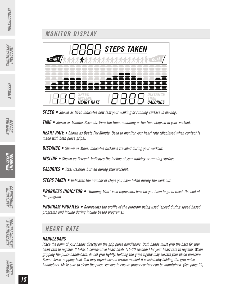 Monitor display heart rate | Horizon Fitness T10K User Manual | Page 16 / 34