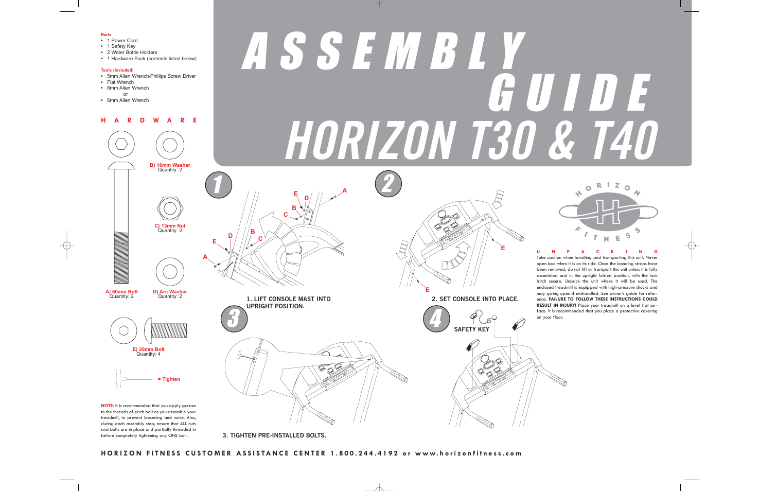 Horizon Fitness T30 User Manual | 1 page