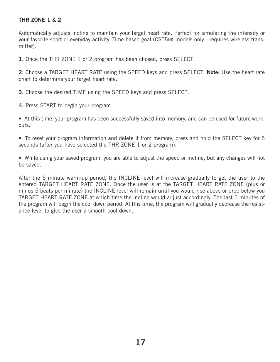 Horizon Fitness CLUB SERIES CST3 User Manual | Page 17 / 30