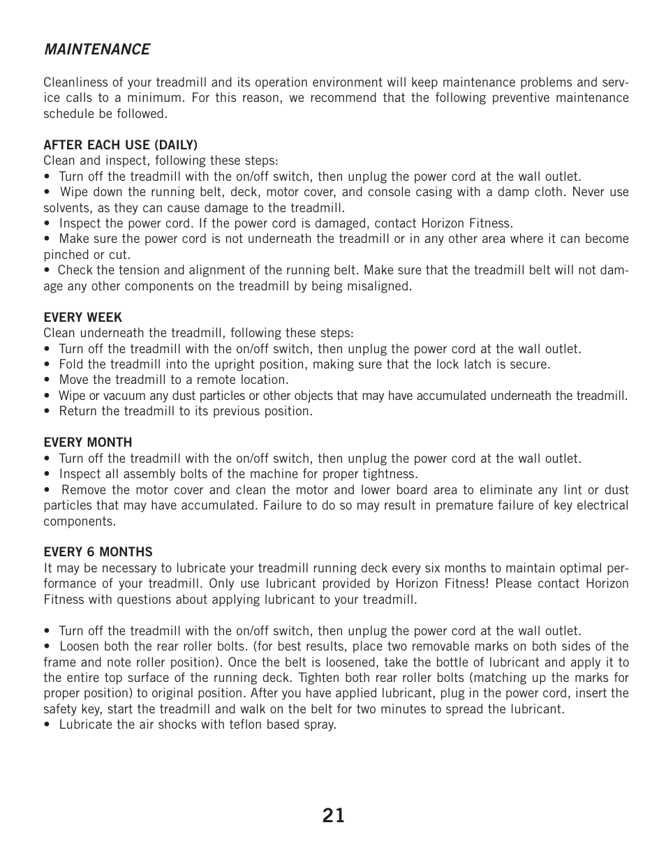 Horizon Fitness CLUB SERIES CST3 User Manual | Page 21 / 30