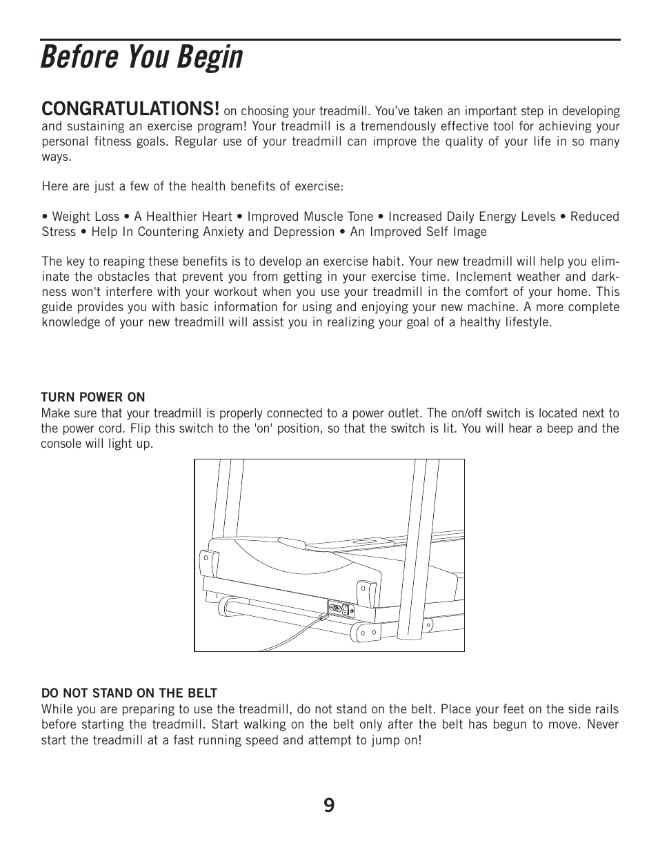 Before you begin | Horizon Fitness CLUB SERIES CST3 User Manual | Page 9 / 30