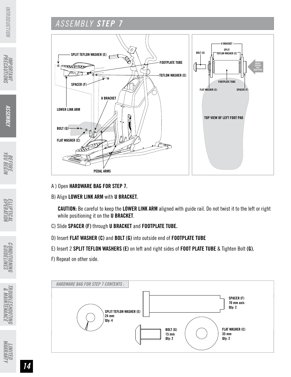 Assembly step 7 | Horizon Fitness EX-55 User Manual | Page 14 / 40