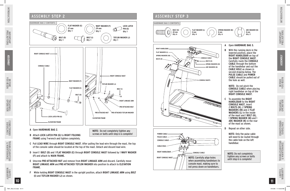 Assembly step, Assembly step 2 | Horizon Fitness T901 User Manual | Page 6 / 17