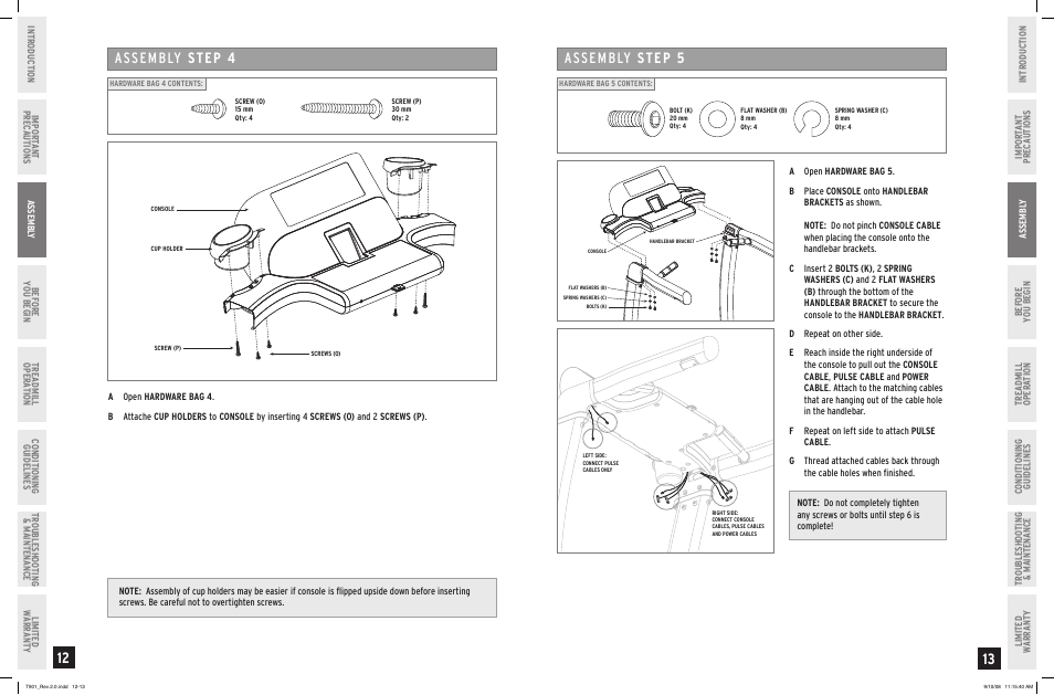 Assembly step | Horizon Fitness T901 User Manual | Page 7 / 17