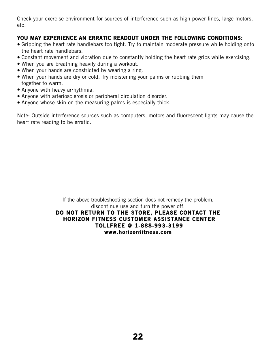 Horizon Fitness CSE2 User Manual | Page 22 / 34