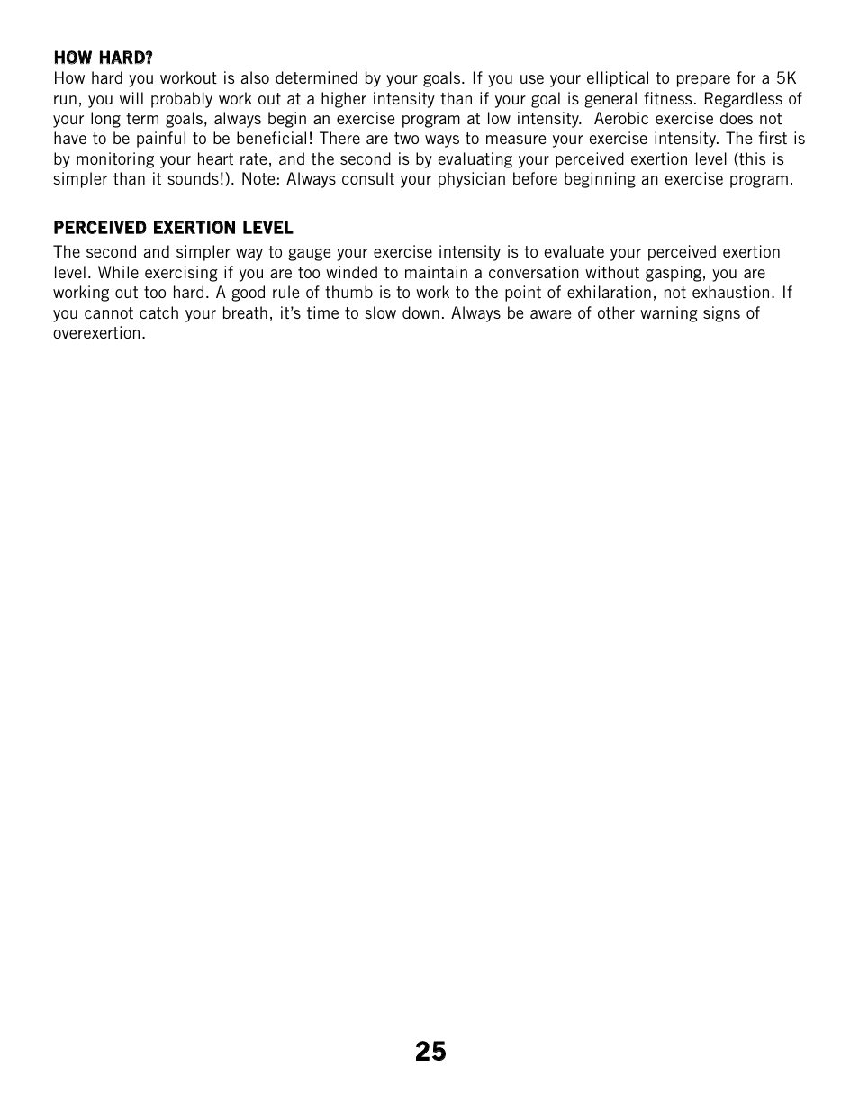 Horizon Fitness CSE2 User Manual | Page 25 / 34