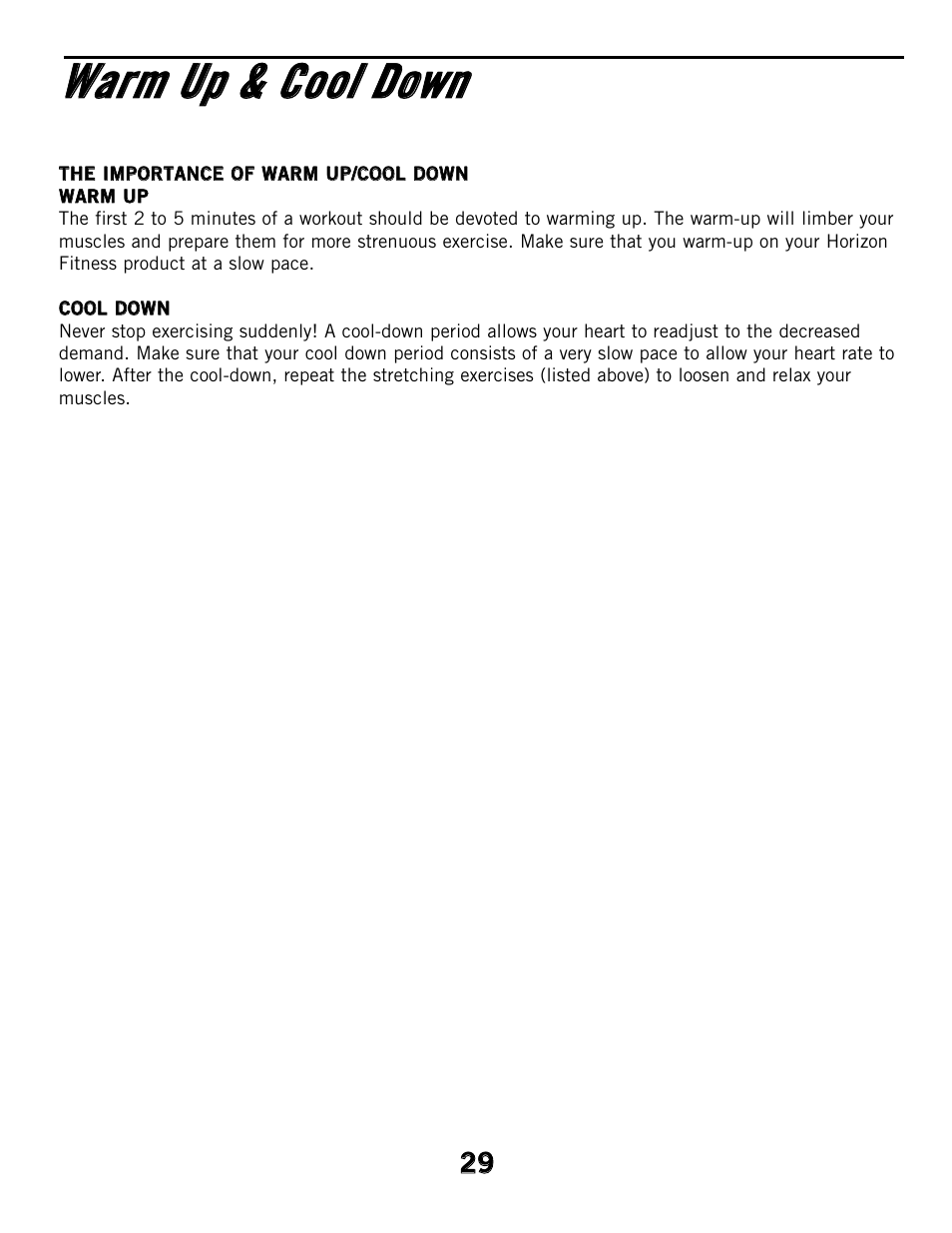 Horizon Fitness CSE2 User Manual | Page 29 / 34