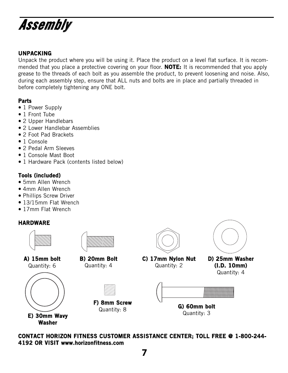 Horizon Fitness CSE2 User Manual | Page 7 / 34