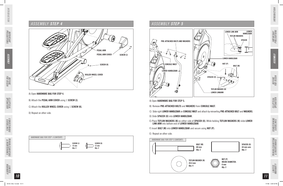 Assembly step | Horizon Fitness EX-67 User Manual | Page 6 / 19