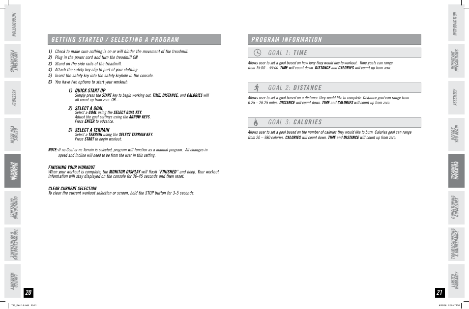 Goal 2: distance, Goal 3: calories | Horizon Fitness T93 User Manual | Page 11 / 19