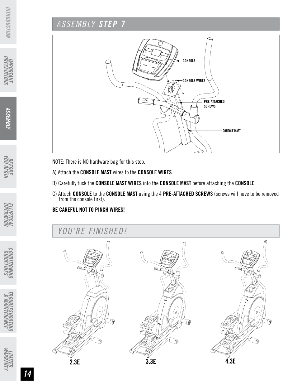 You’re finished! assembly step | Horizon Fitness 4.3E User Manual | Page 14 / 36