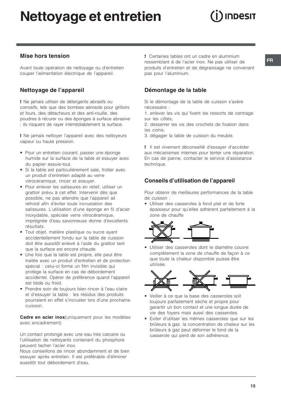 Nettoyage et entretien | Indesit VEM 645C User Manual | Page 15 / 72