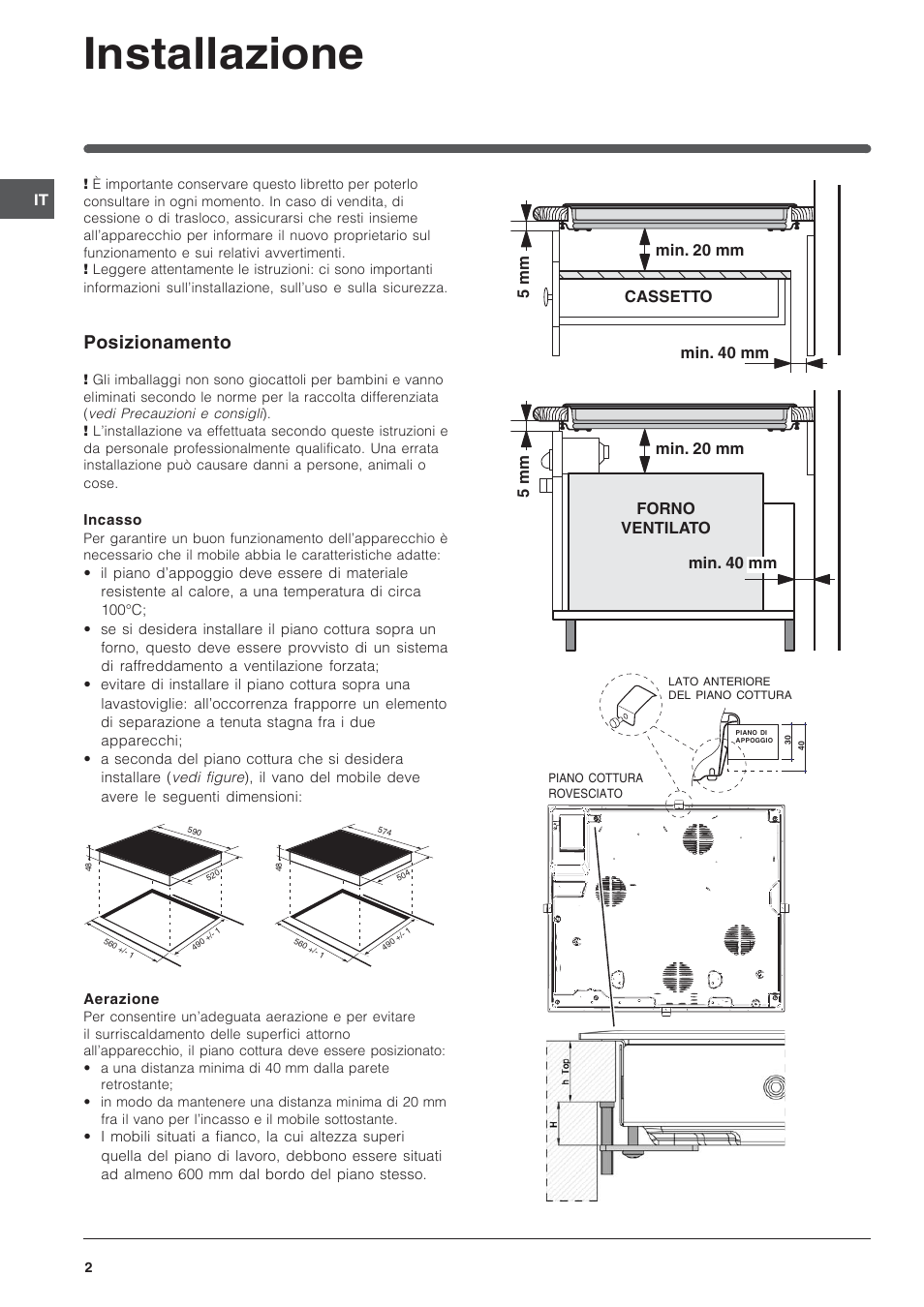 Installazione, Posizionamento | Indesit VEM 645C User Manual | Page 2 / 72