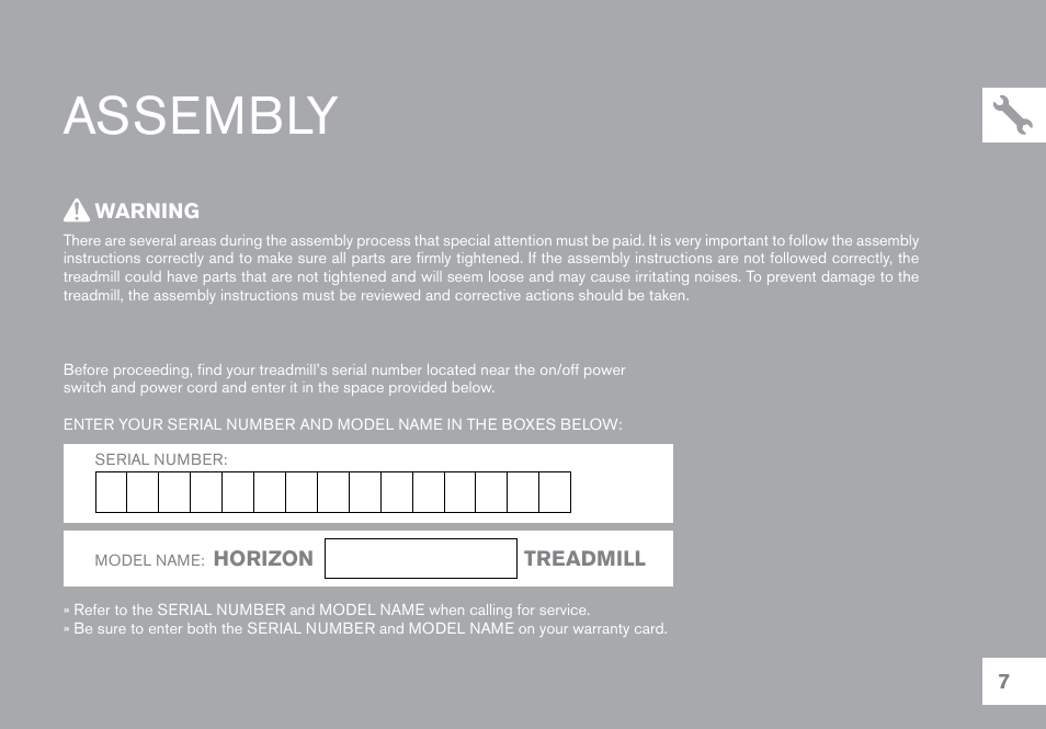 Assembly | Horizon Fitness CT9.1 User Manual | Page 7 / 88