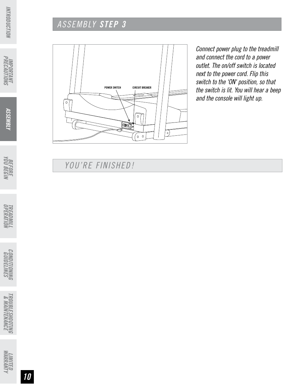 You’re finished, Assembly step | Horizon Fitness T95 User Manual | Page 10 / 32