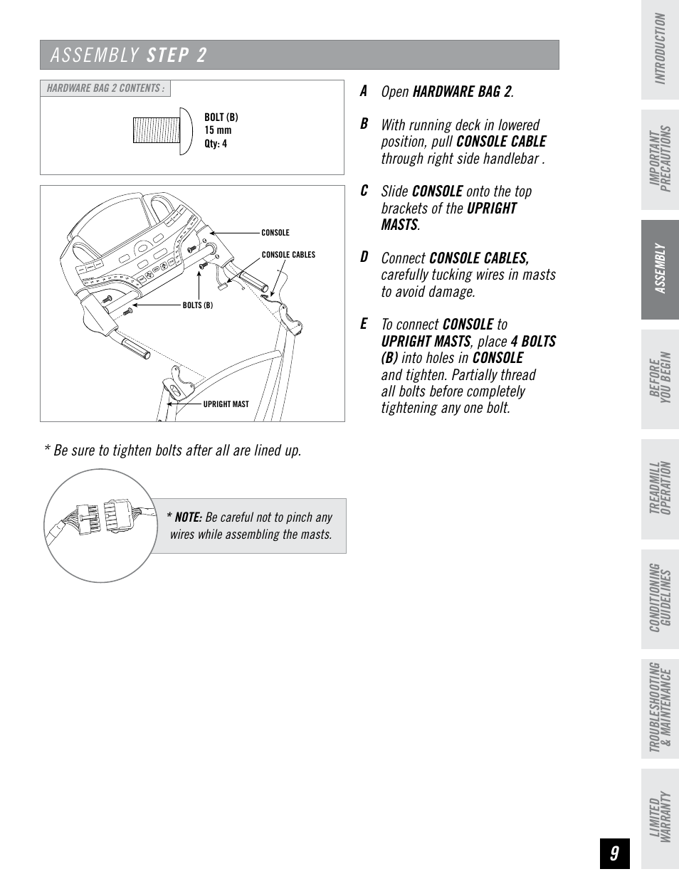 Assembly step 2 | Horizon Fitness T95 User Manual | Page 9 / 32