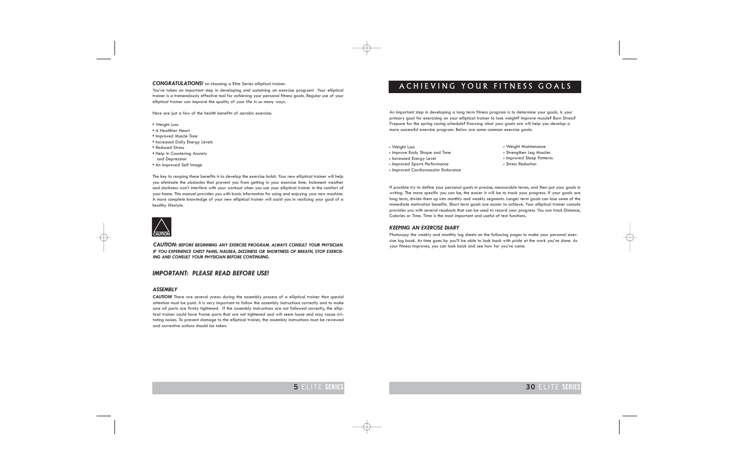 Important: please read before use | Horizon Fitness ELITE 3.0E User Manual | Page 5 / 34