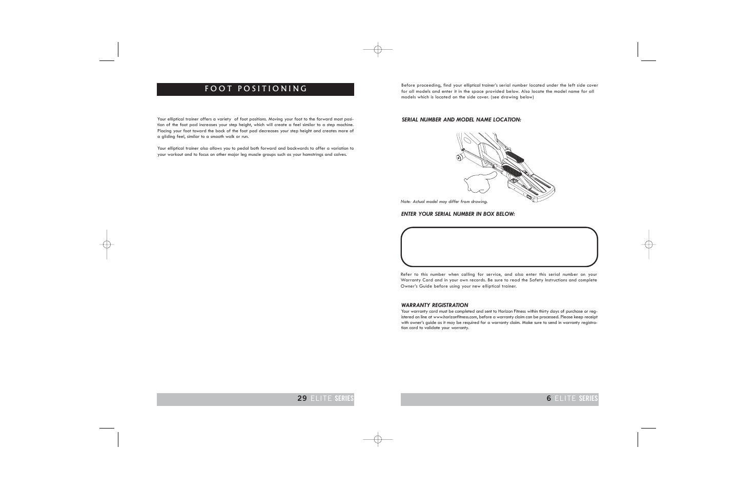 Horizon Fitness ELITE 3.0E User Manual | Page 6 / 34