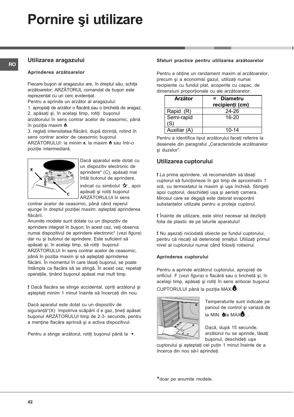 Pornire şi utilizare, Eee ee | Indesit K 1G2 User Manual | Page 42 / 56