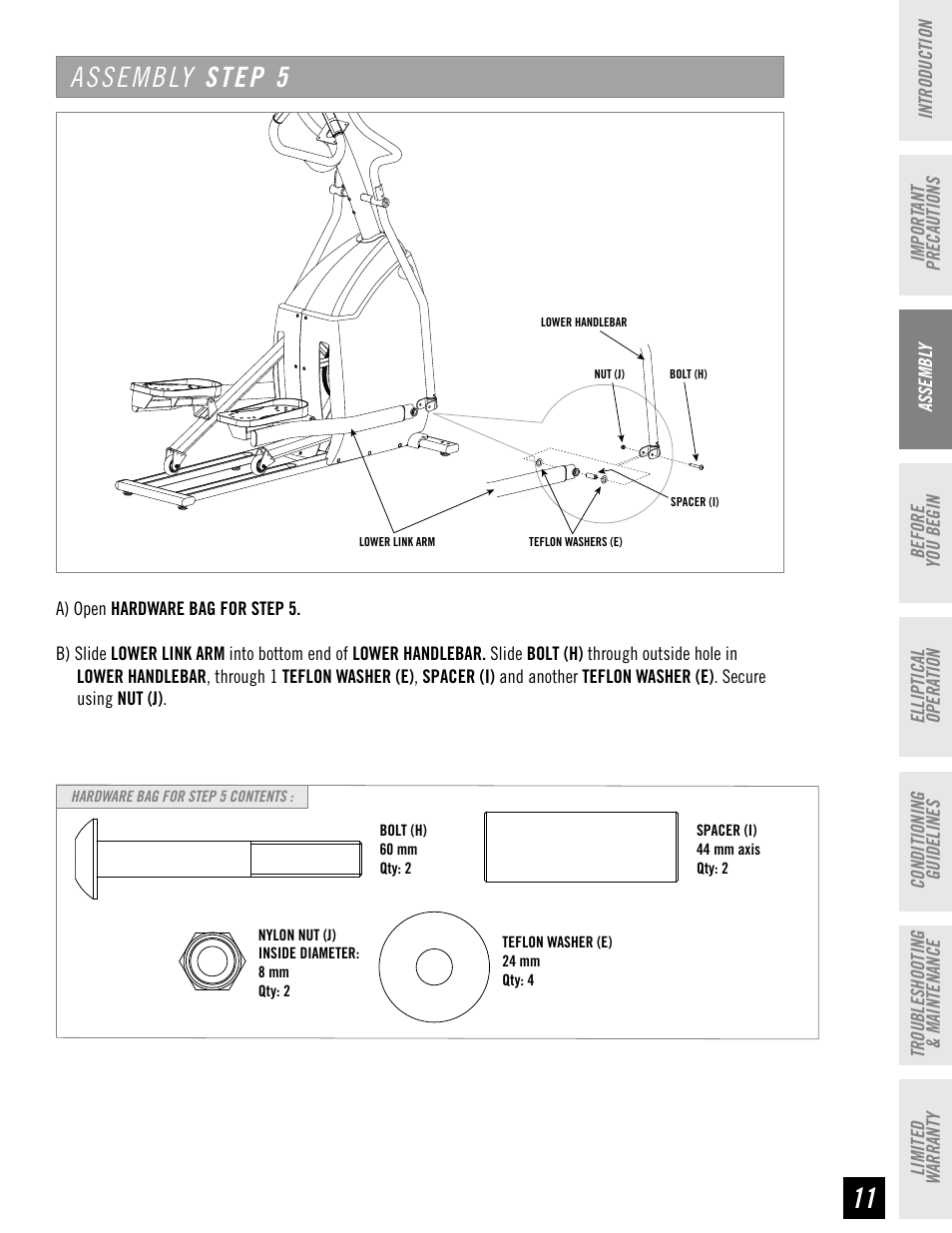 Assembly step 5 | Horizon Fitness EG5 User Manual | Page 10 / 30