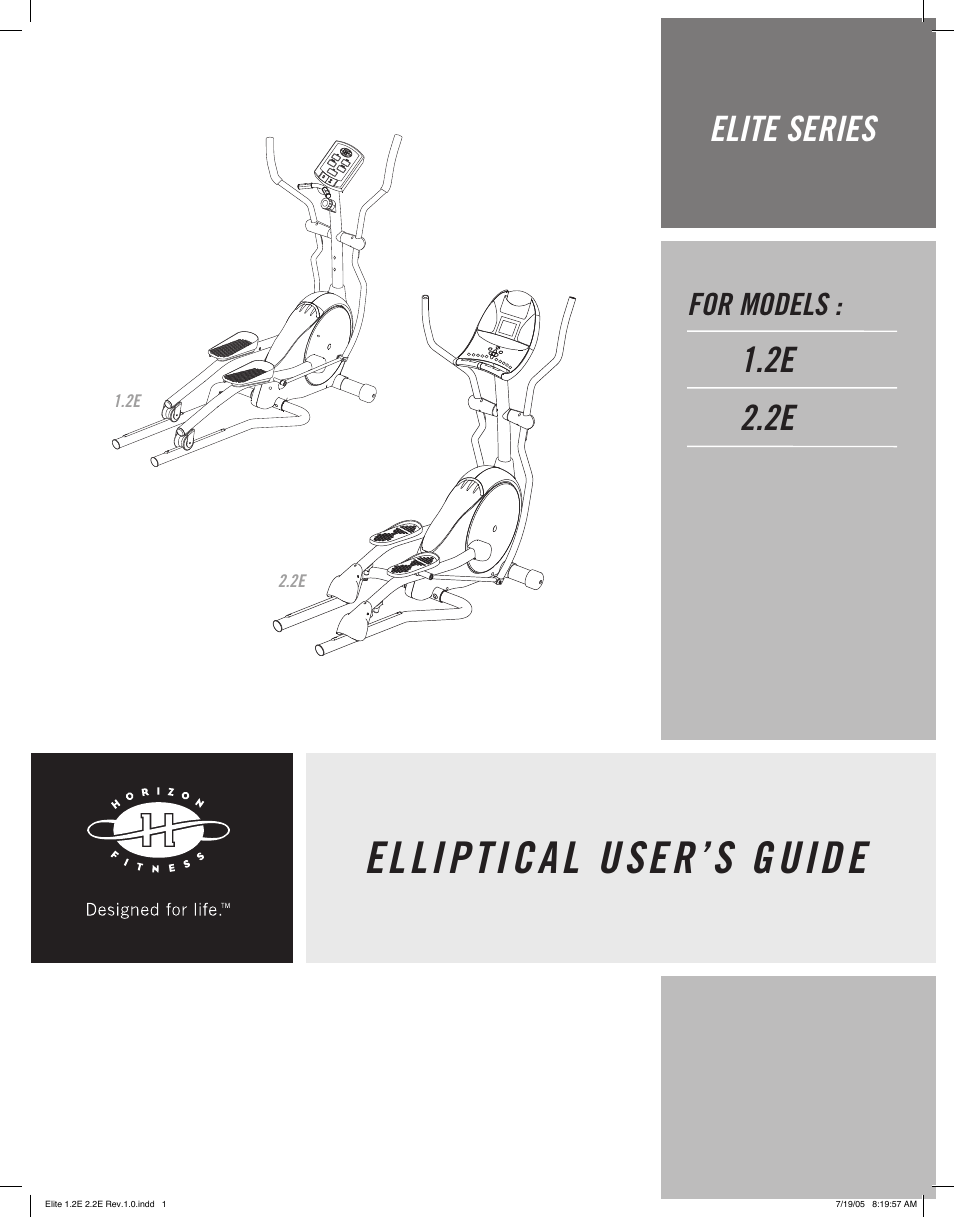 Horizon Fitness 2.2E User Manual | 19 pages