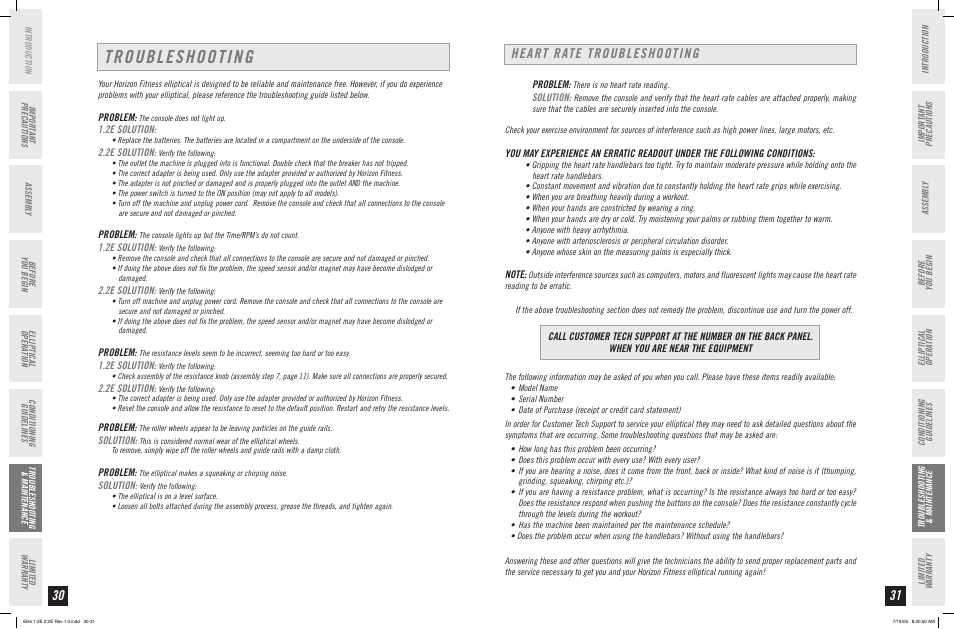 Troubleshooting, Heart rate troubleshooting | Horizon Fitness 2.2E User Manual | Page 16 / 19