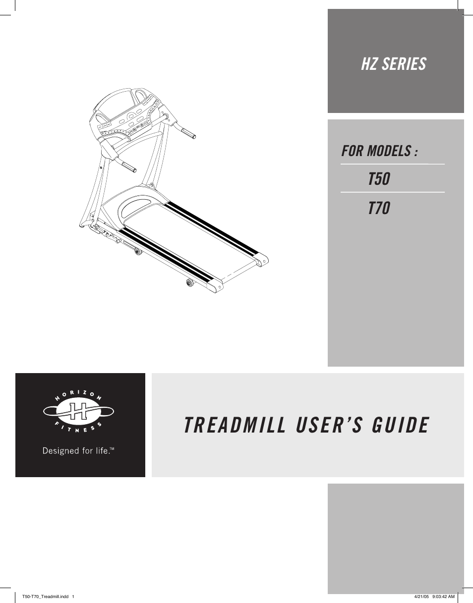 Horizon Fitness T50 User Manual | 17 pages