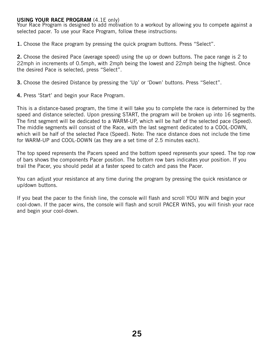 Horizon Fitness ELITE 4.1E User Manual | Page 25 / 42