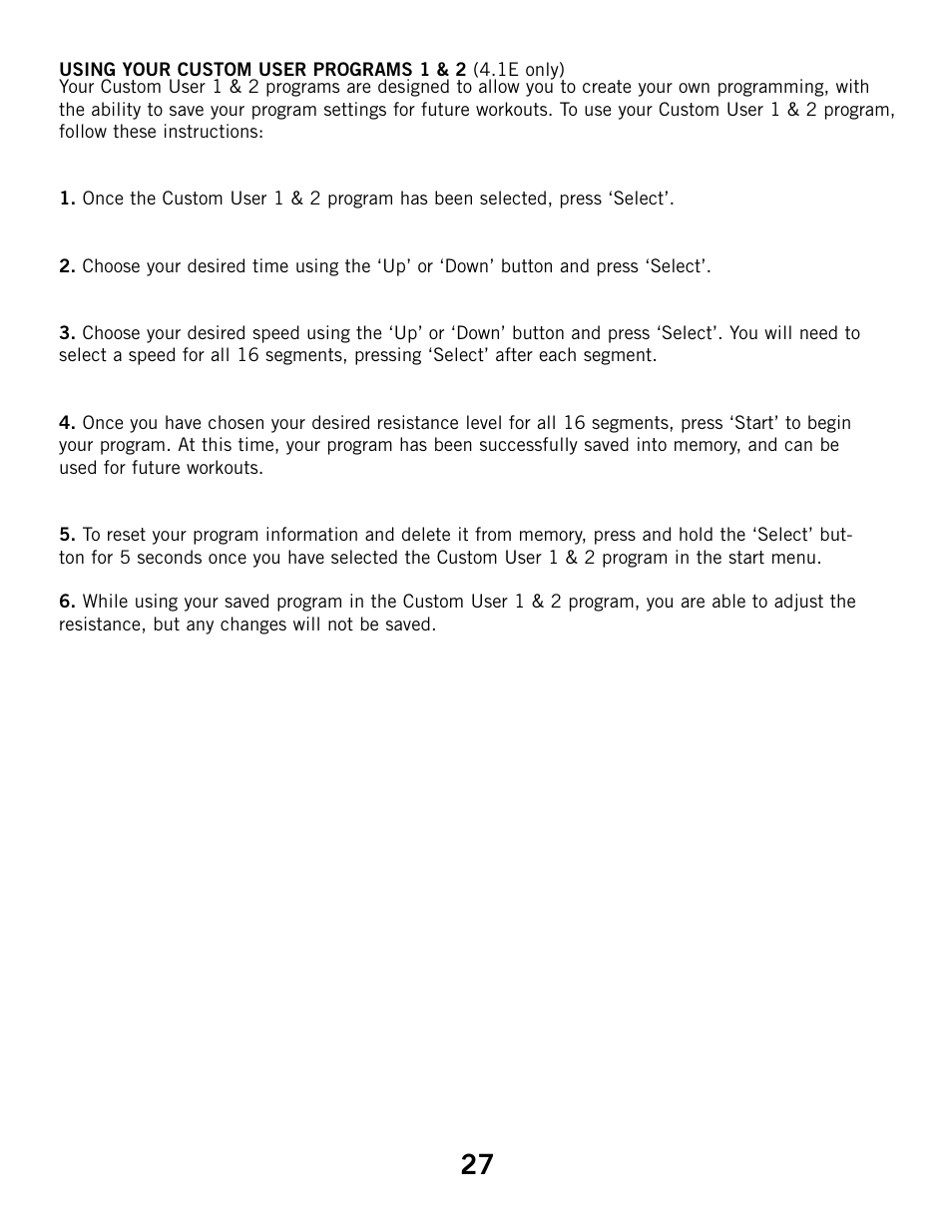 Horizon Fitness ELITE 4.1E User Manual | Page 27 / 42
