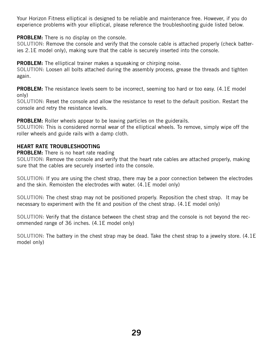 Horizon Fitness ELITE 4.1E User Manual | Page 29 / 42