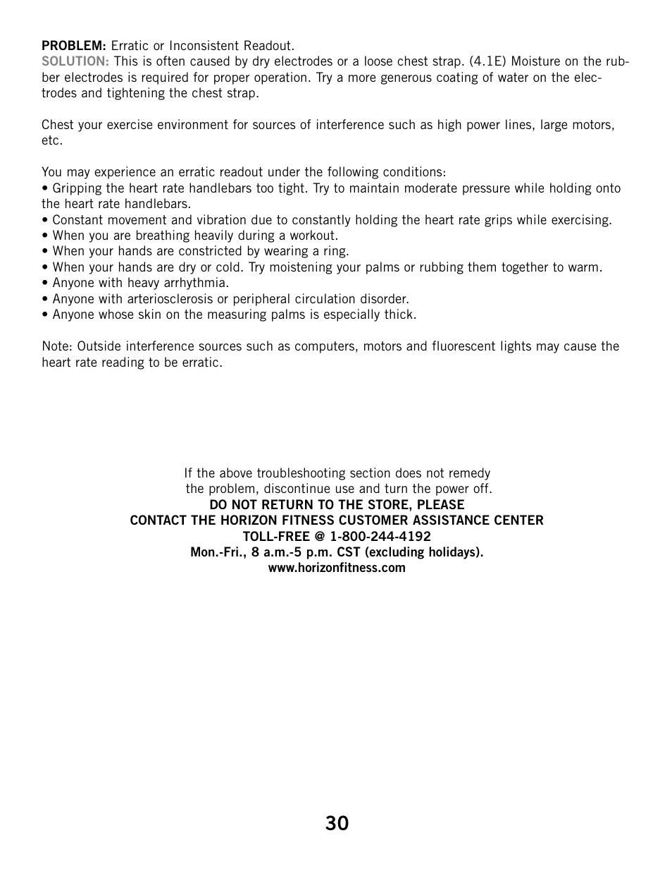 Horizon Fitness ELITE 4.1E User Manual | Page 30 / 42