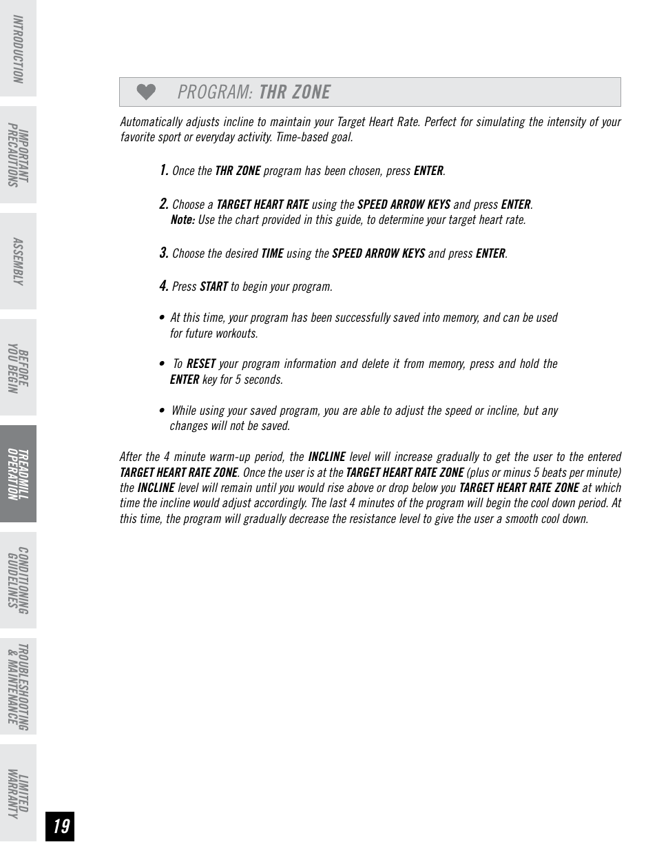 Program: thr zone | Horizon Fitness DT680 User Manual | Page 20 / 32